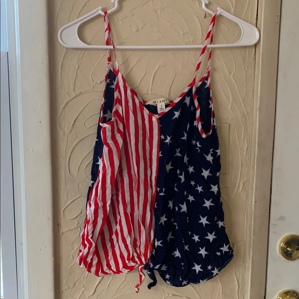 American flag tied tank top